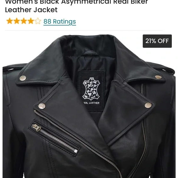 Black Leather Biker Jacket - Picture 3 of 4